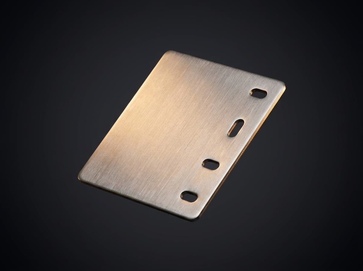 Brushed 304 stainless steel fascia / wall mount bracket plate with four vertically slotted bolt holes