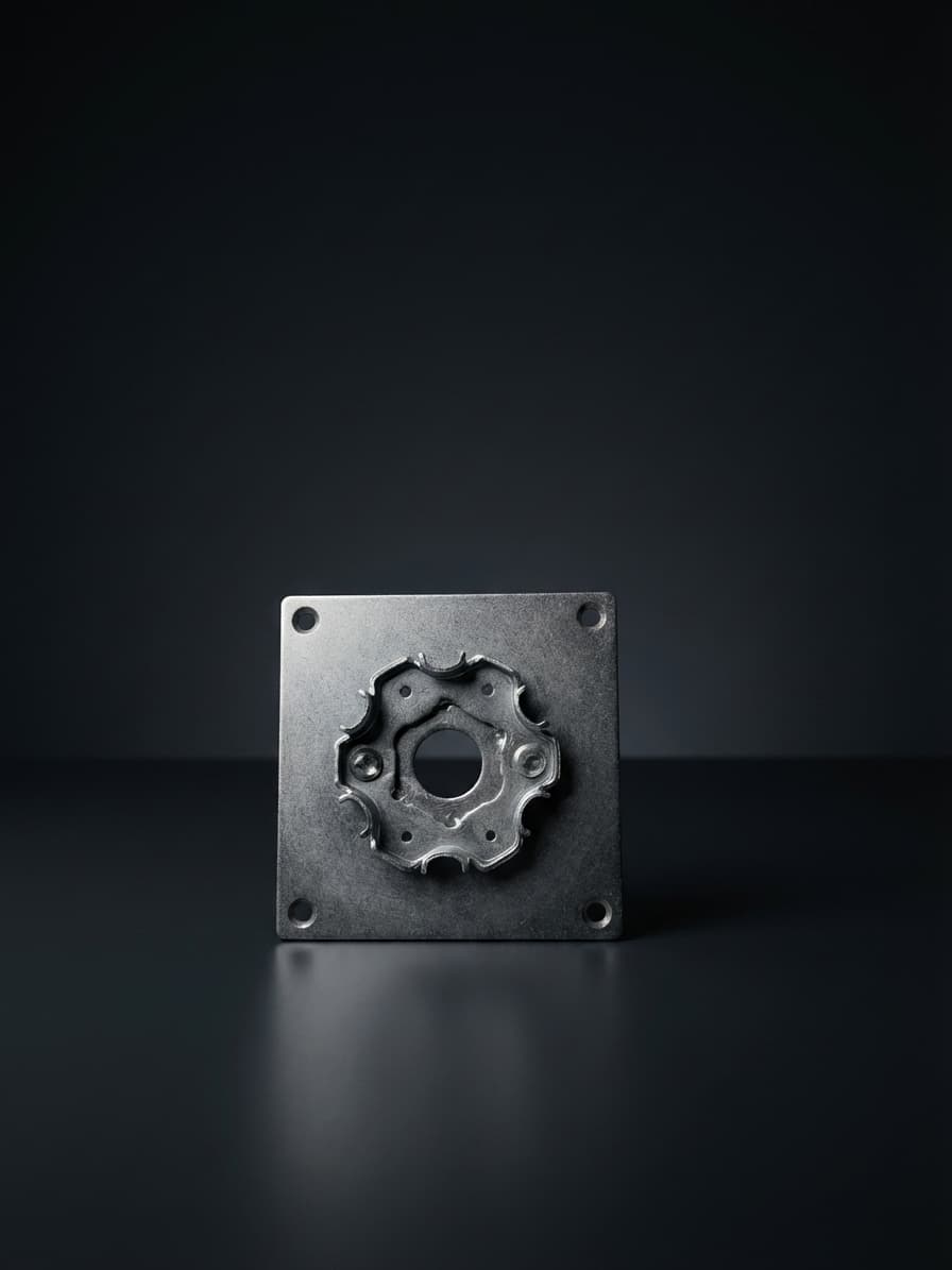Stamped steel motor locking plate with star-shaped center insert